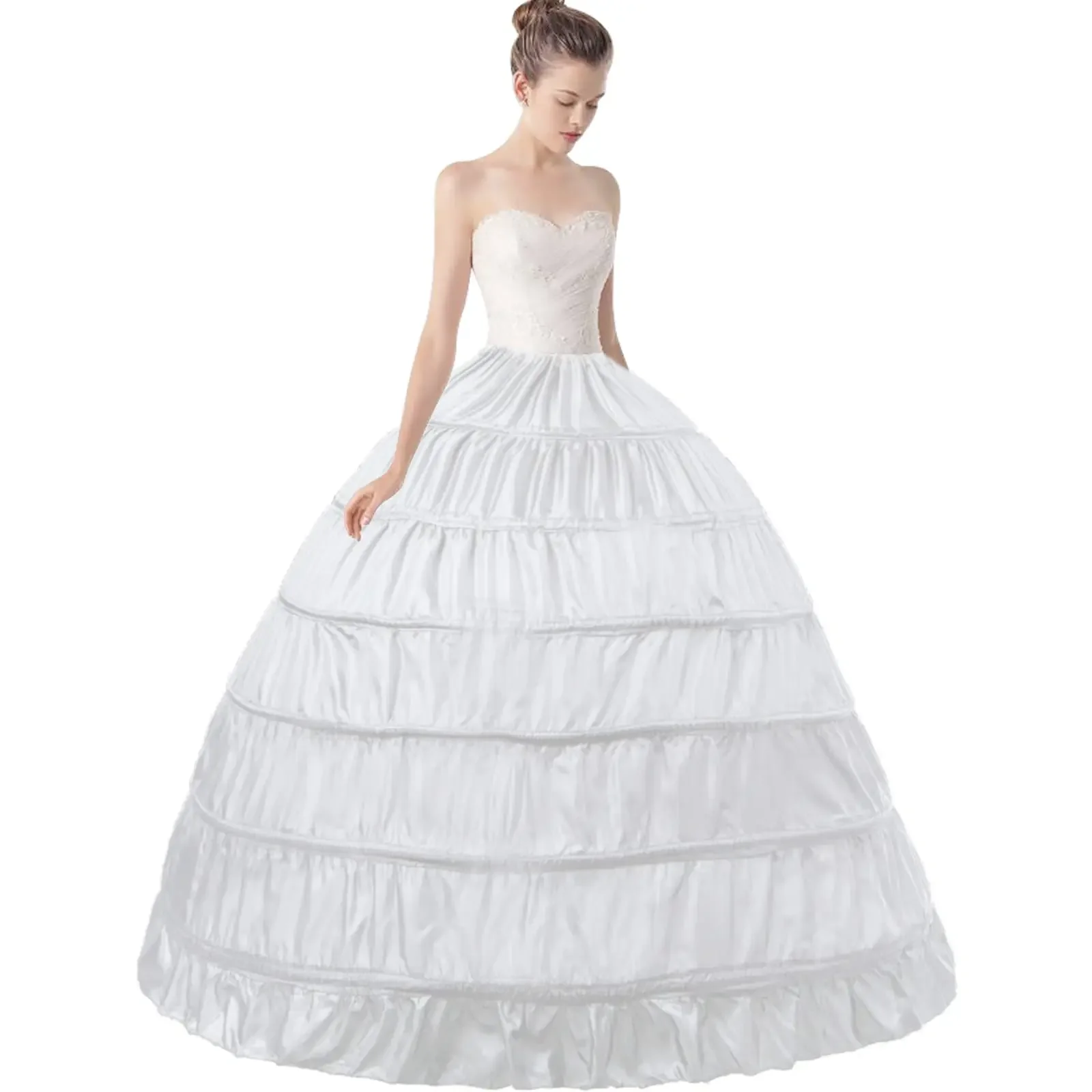 6-Hoops Hoop Skirt for Wedding Dress Crinoline Underskirt Ball Gown Petticoat for Women Hoopless