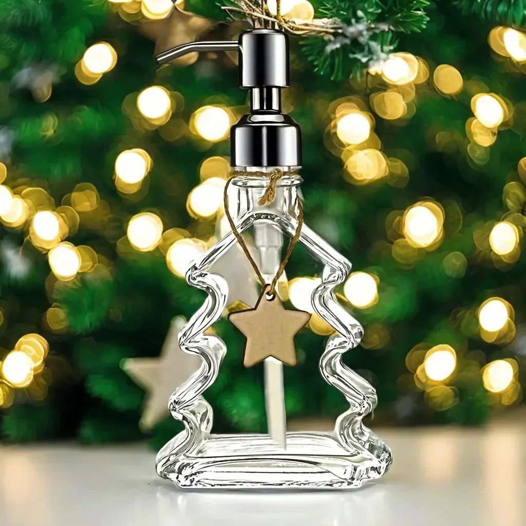 Dispenser di sapone da bagno per albero di Natale, lozione, shampoo, supporto per gel doccia, bottiglia vuota riutilizzabile per pompa da bagno, regalo di Natale di Capodanno