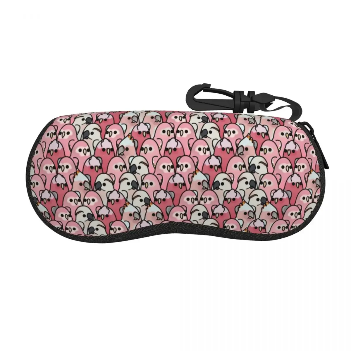 Custom Too Many Birds Pink Parrot Posse Pattern Shell Glasses Case Unisex Fashion Eyeglasses Case Sunglasses Protector Box