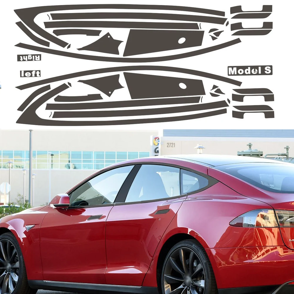 

Matte Black PVC Car Window Decorative Strip Sticker for Tesla Model S 2014-2020 Exterior Protection Accessory