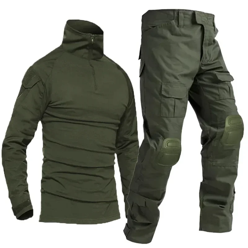 

Softair Paintball Work Clothing Uniform Tactical Combat Camo Shirts Cargo Pants +Knee Pads Hunting Clothes Wear-resisting Set