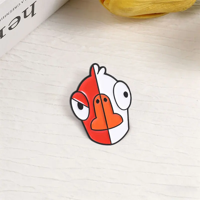 Goose Duck Split Face Enamel Pins Cartoon Fun Game Brooches Quirky Bird Gaming Jewelry Decor Lapel Badge Gifts
