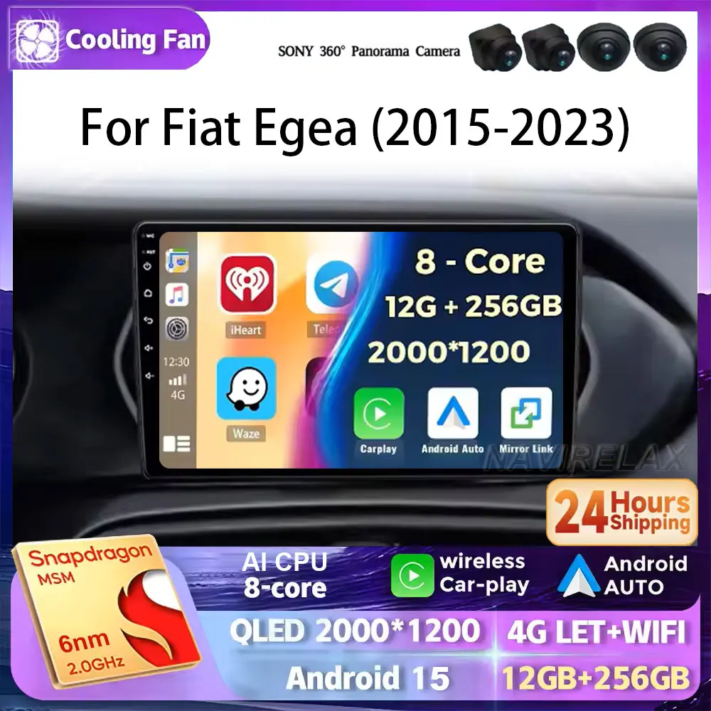 

Android 15 Car Radio For Fiat Tipo Egea Dodge Neon 2015-2018 Multimedia Video Player Navigation Stereo GPS Carplay Auto QLED DSP