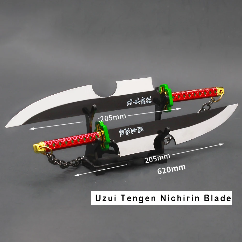 20cm Uzui Tengen Nichirin Double Blade Demon Slayer Anime Peripherals Weapon Model Katana Swords Samurai Royal Japanese Gift Toy