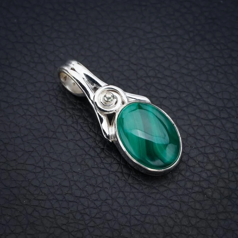 

StarGems Malachite Handmade 925 Sterling Silver Pendant 1.25" F4103