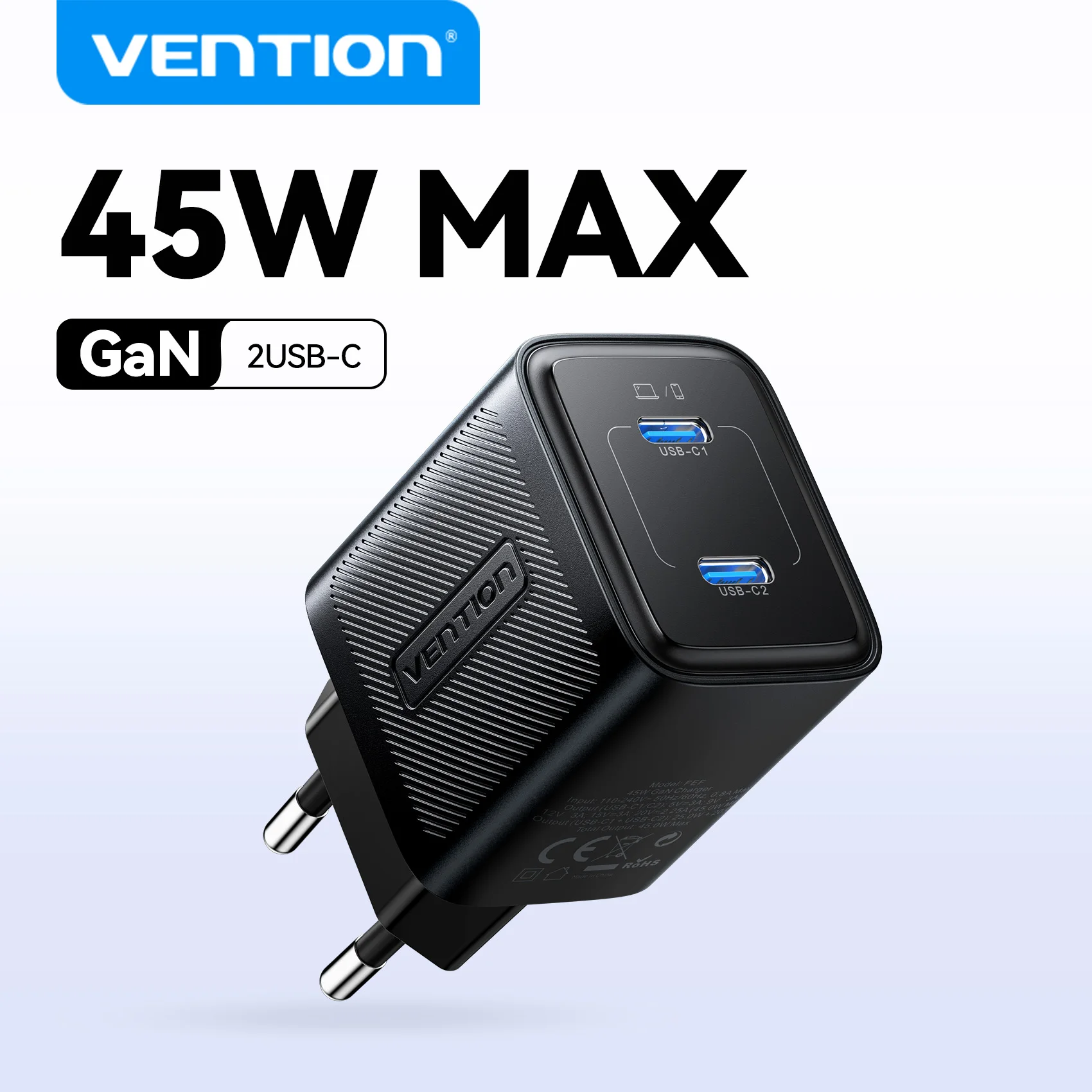 

Зарядное устройство Vention 45 Вт GaN PD3.0 PPS QC3.0 Быстрая зарядка для iPhone 17 16 15 14 Дорожная зарядка для телефона Samsung S25 S24 Быстрое зарядное устройство