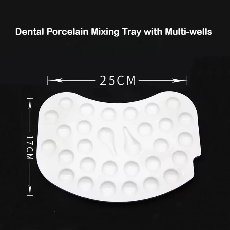 Dental Lab Glazing Tray & Porcelain Mixing Palette Multi-well/20-well/Incisor-shaped Dental Porcelain Mixing Palette with Lid
