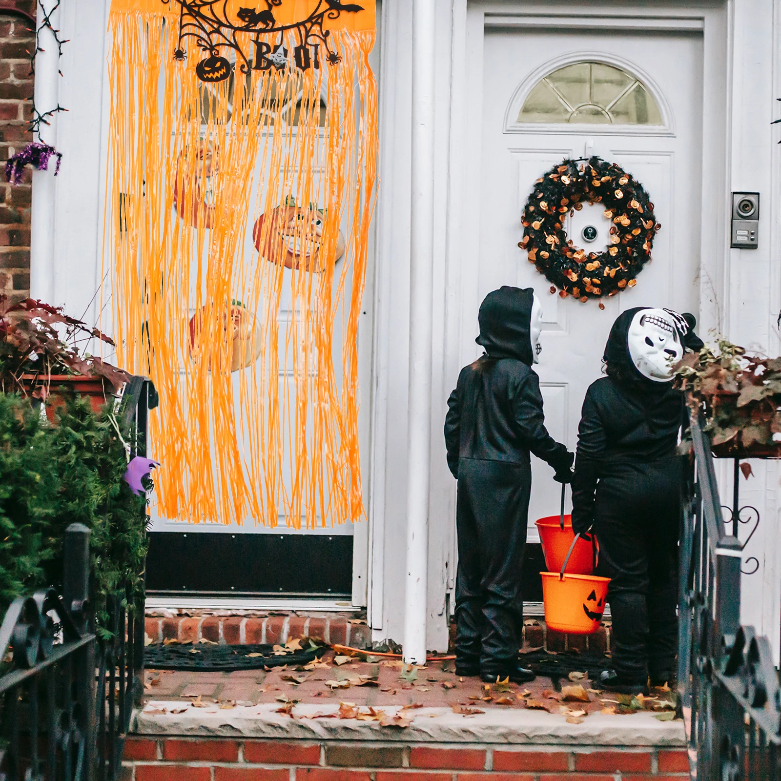 

Decoration Halloween Tinsel Curtains Decorations Party Banner Fringe Metal Foil Photo Backdrop