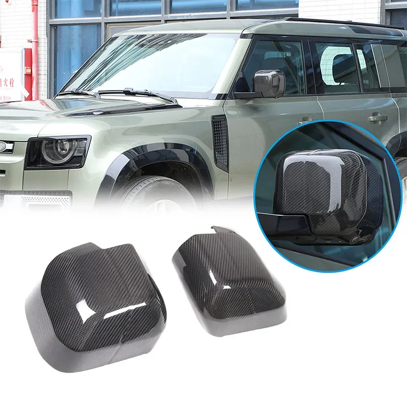 

For Land Rover Defender 2020+ 90 110 130 Real Carbon Fiber Car Styling Car Exterior Mirror Housing Sticker Car Accessories 2Pcs