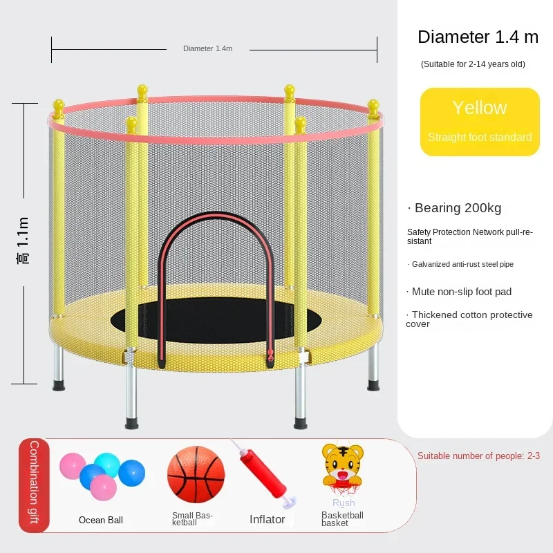 Jumping Diameter 1.4M Trampoline Bed High Safety Net Trampoline Table Indoor Bounce Bed Birthday Gift