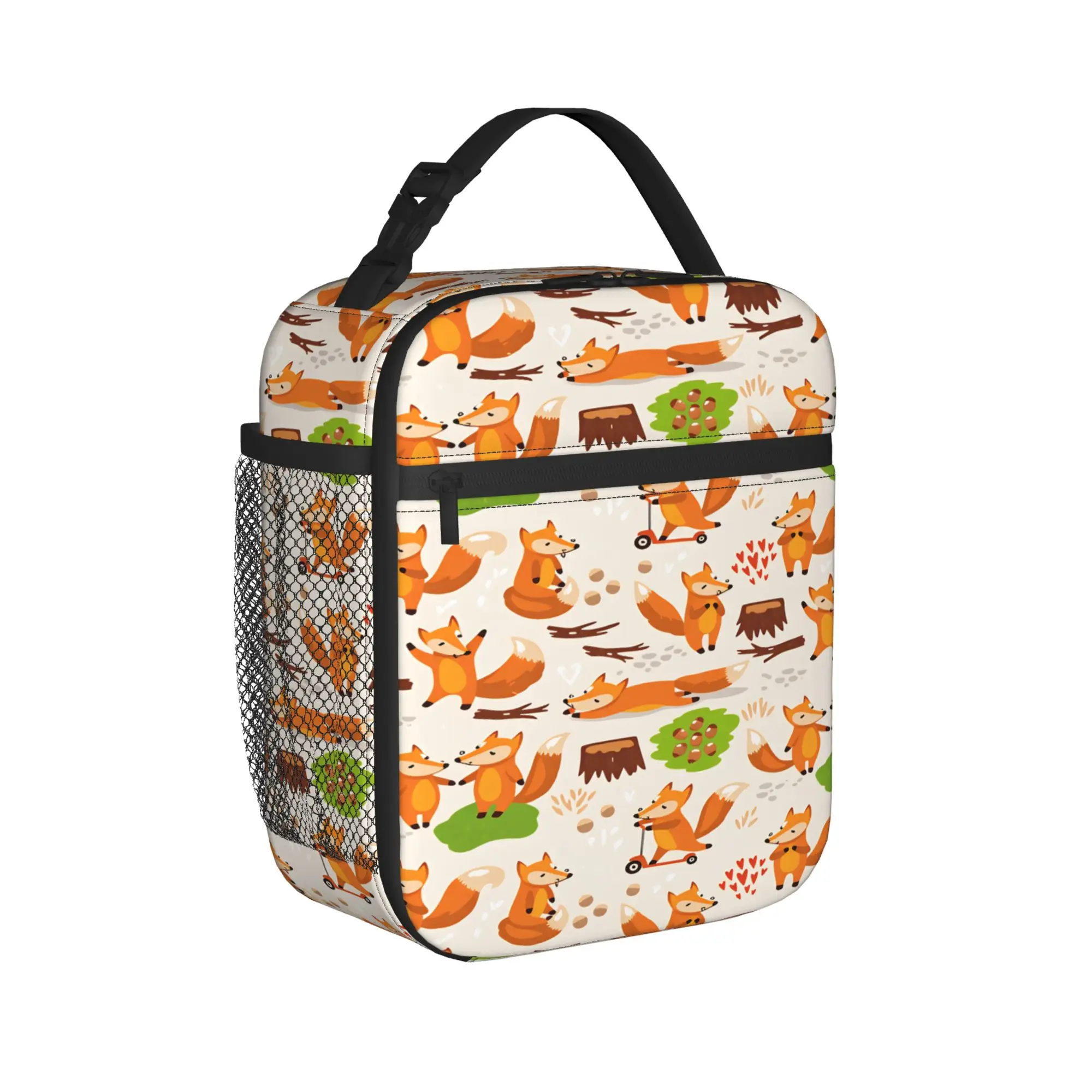 Cute Fox Lunch Bag  Portable Insulated Lunch Box Child School Graphic Design Cooler Bag Leisure Oxford Tote Food Bags