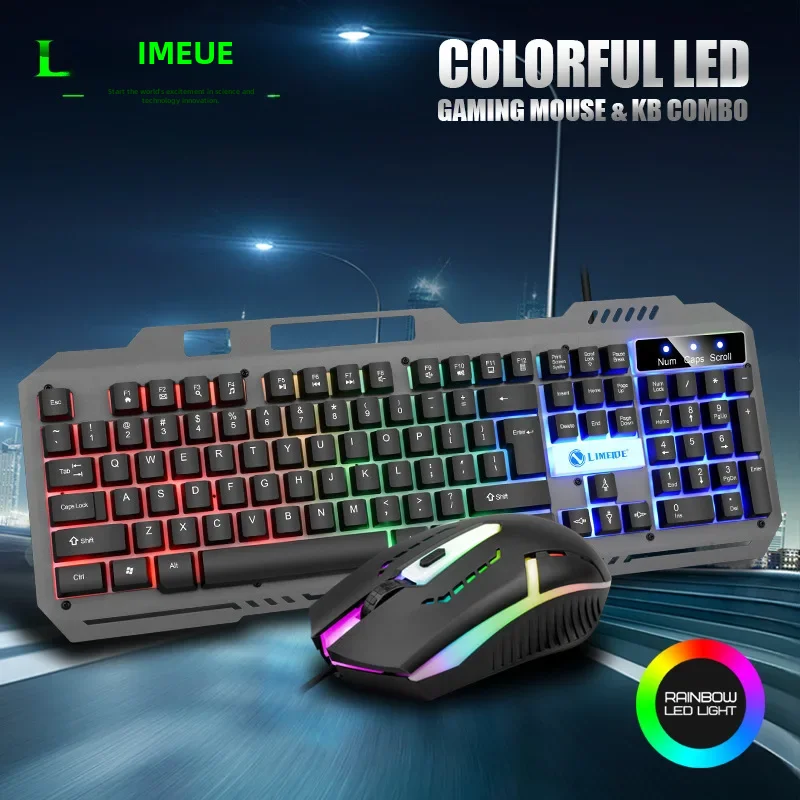 Lifepo4 T25 Metal Keyboard Mouse Suit K25 Mechanical Feel Gaming Usb Wired Desktop Computer Keyboard Mouse Combo