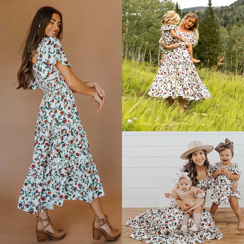 Family Matching Outfits Mommy And Daughter Matching Clothes Mother Kids Family Dresses Family Look Clothes Women Dresses