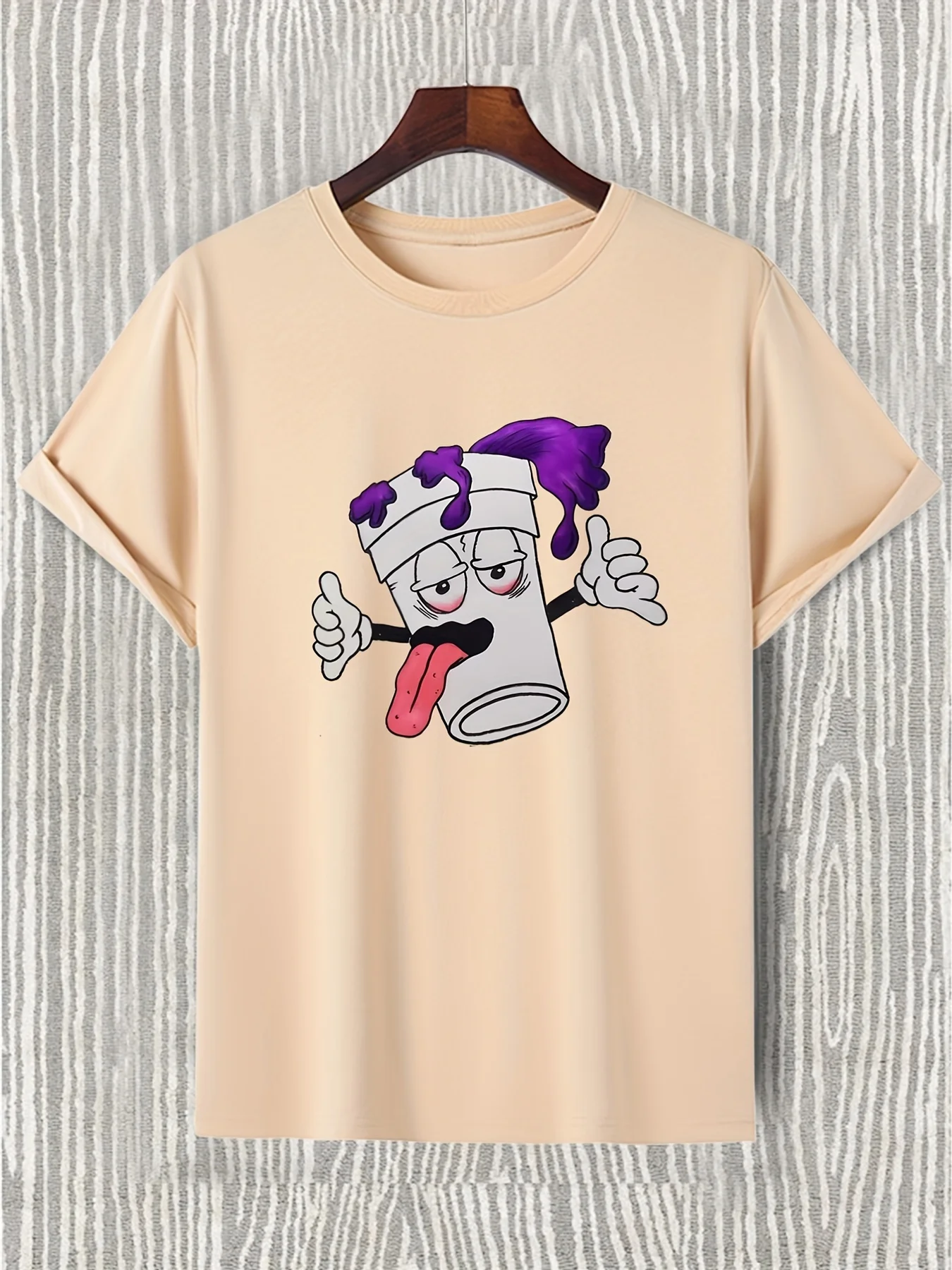 

Funny Cartoon Graphic-100% cotton O-neck short sleeve casual printed men's T-shirt in summer.