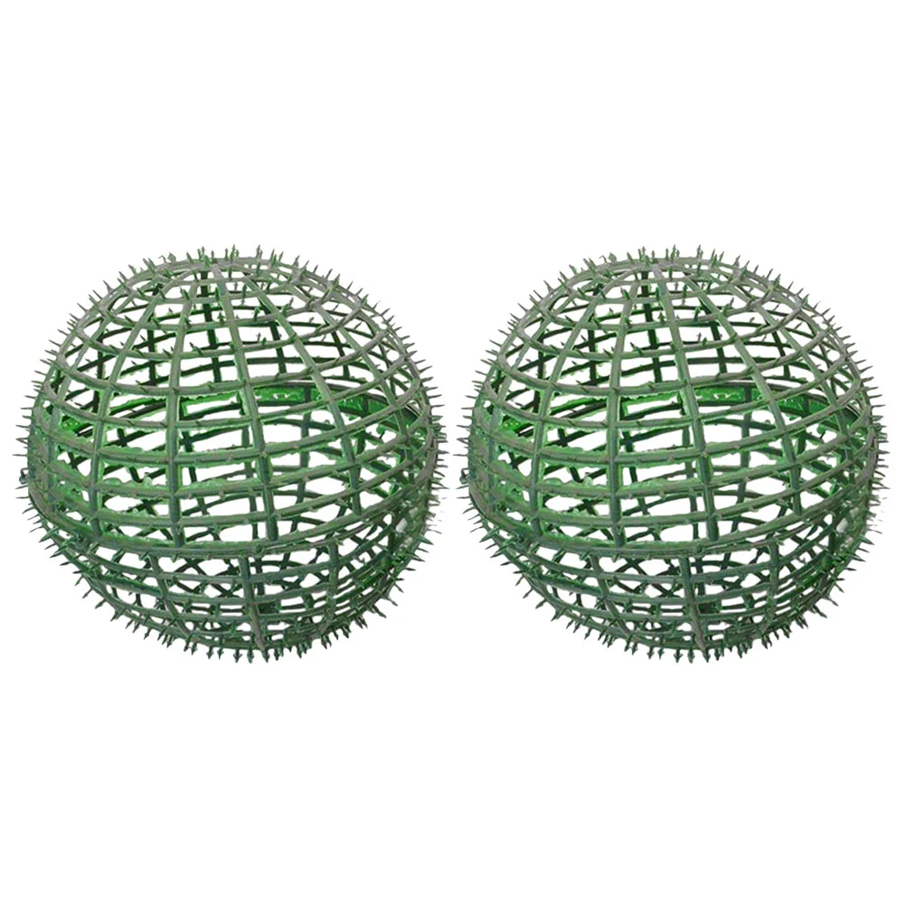 2 Pcs Artificial Flower Arrangement Greenery Decor Topiary Ball Frame Plastic Sphere Forms Plant Frames