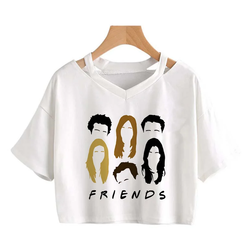 Friends Tv Show Funny Cartoon T Shirt Women Graphic Best Friends Harajuku T-shirt Korean Style Tshirt Vintage Crop Top Female