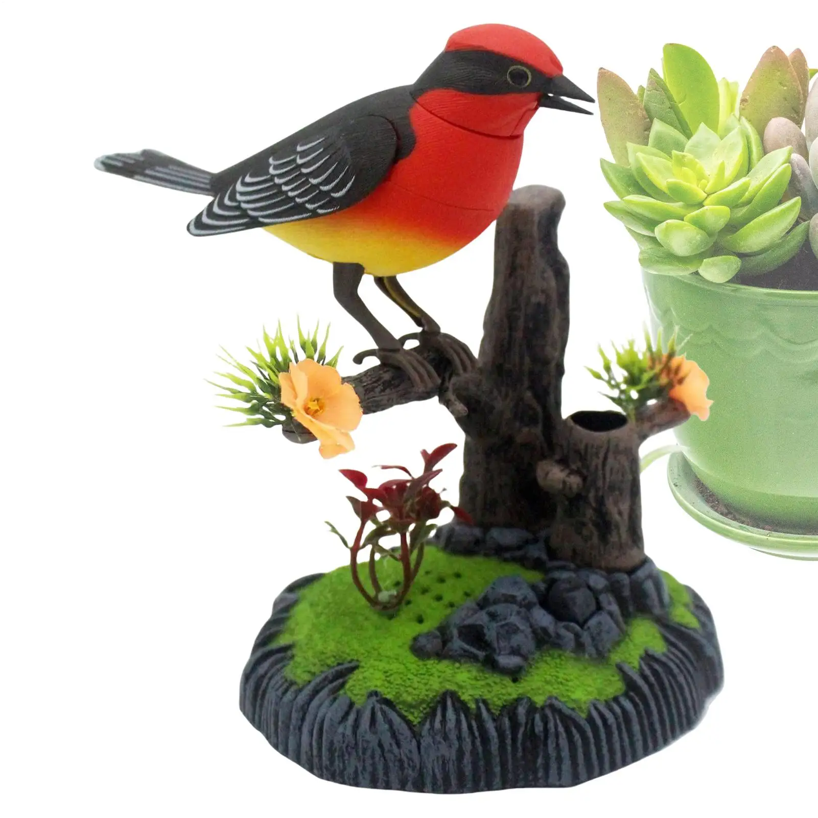 

Simulation Electronic Bird Cute Chirp Pen Holder Decorative Realistic Pet Bird for School Kids Bedroom Living Room Kitchen