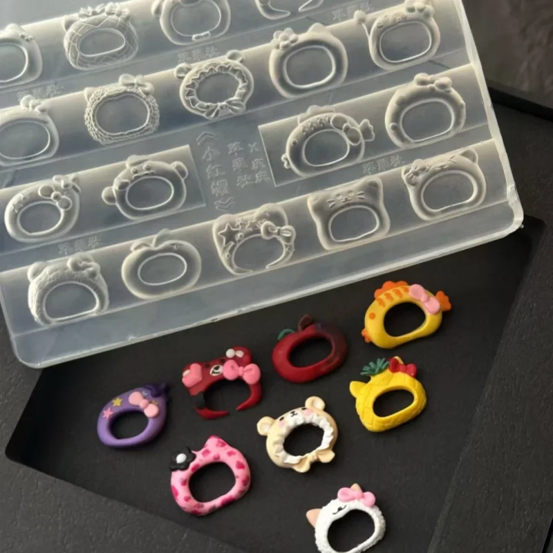 Cute Cartoon Nail Art Mold with Hat And Bow Tie Frame 3D Accessory DIY Transparent Silicone Mold for Beauty Enthusiasts