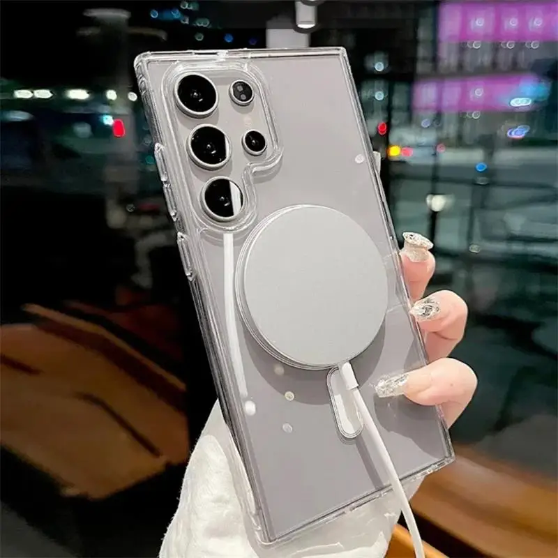 Magsafe حافظة شحن مغناطيسية لهاتف سامسونج جالاكسي A05 S A06 A14 A15 A16 A25 A26 A36 A54 A55 A56 F14 F15 F35 نوت 10 20 Plus Ultra