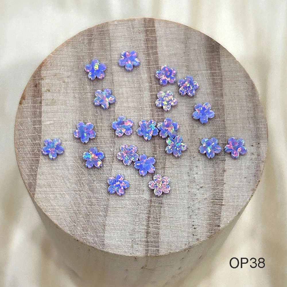 

Flower Sakura Tooth Stick Gem Synthetic Opal Blue White Pink Flower Jewelry Flat Cut Dental Stone