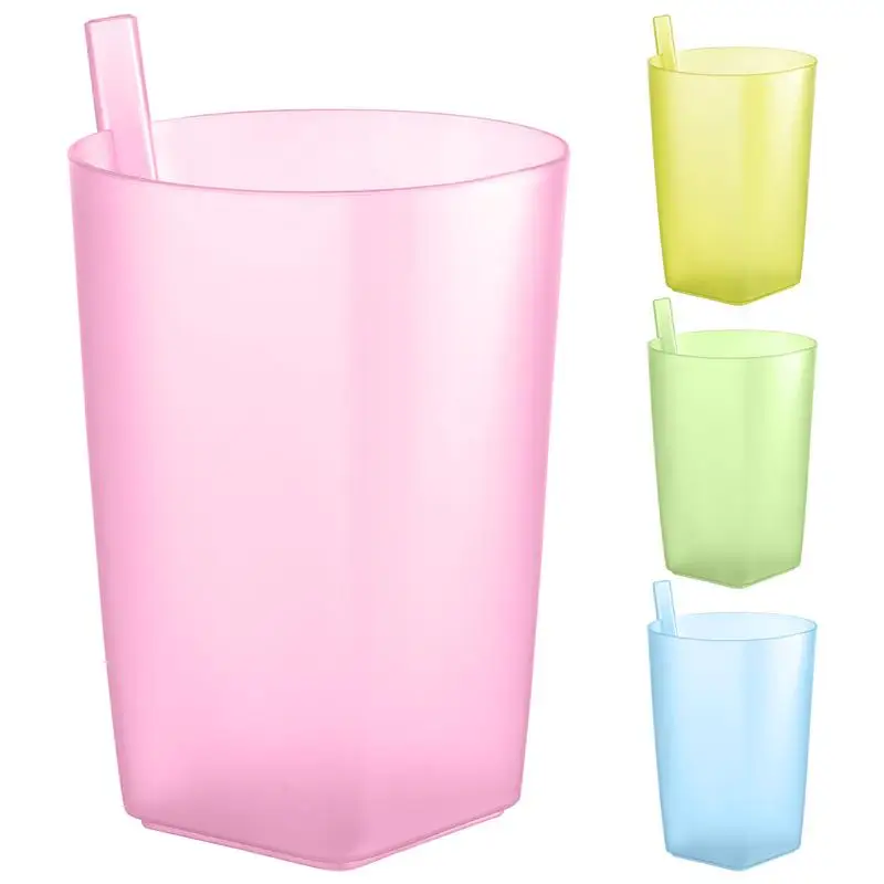 4pcs Baby Sip Cup with Straw Brightly Colored Toddler Drink Cup Large Capacity Straw Cups for Children Kids(Random Color)