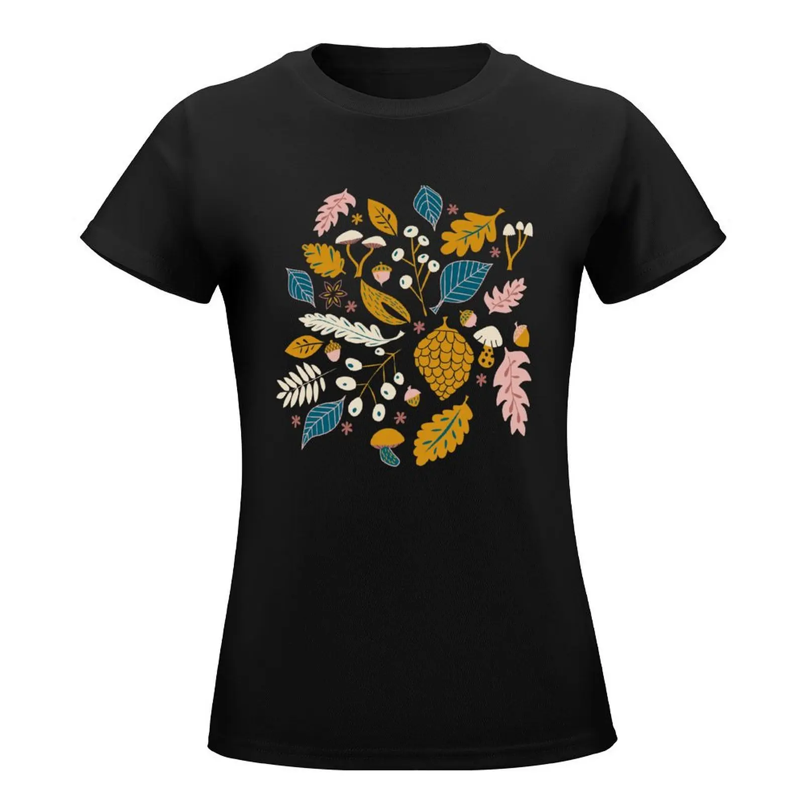 Fall Foliage in Gold + Blue T-Shirt tees Aesthetic clothing animal print shirt for girls Woman T-shirts