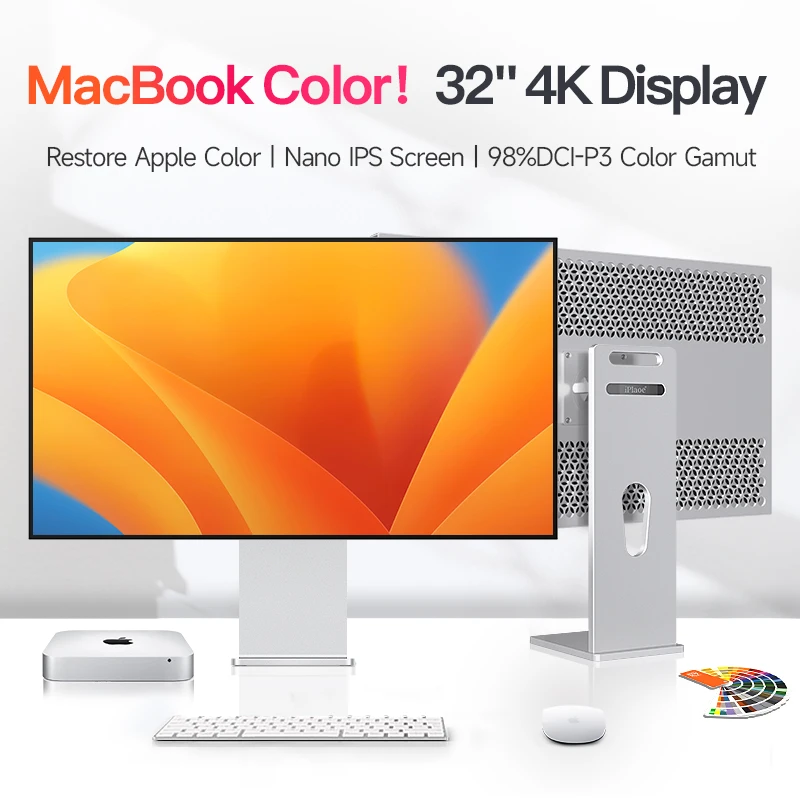 

32" 4K Glossy IPS Display for MacBook, 98% DCI-P3 Color, 10-bit, 450cd/m², Type-C 96W Reverse Charging, Aluminum Body