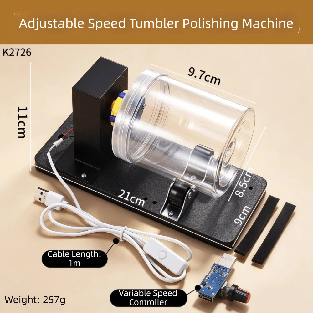 Variable Speed Bead Polishing Tumbler Automatic Adjustable-Speed Mini Rock Tumbler Low Noise Polishing Machine