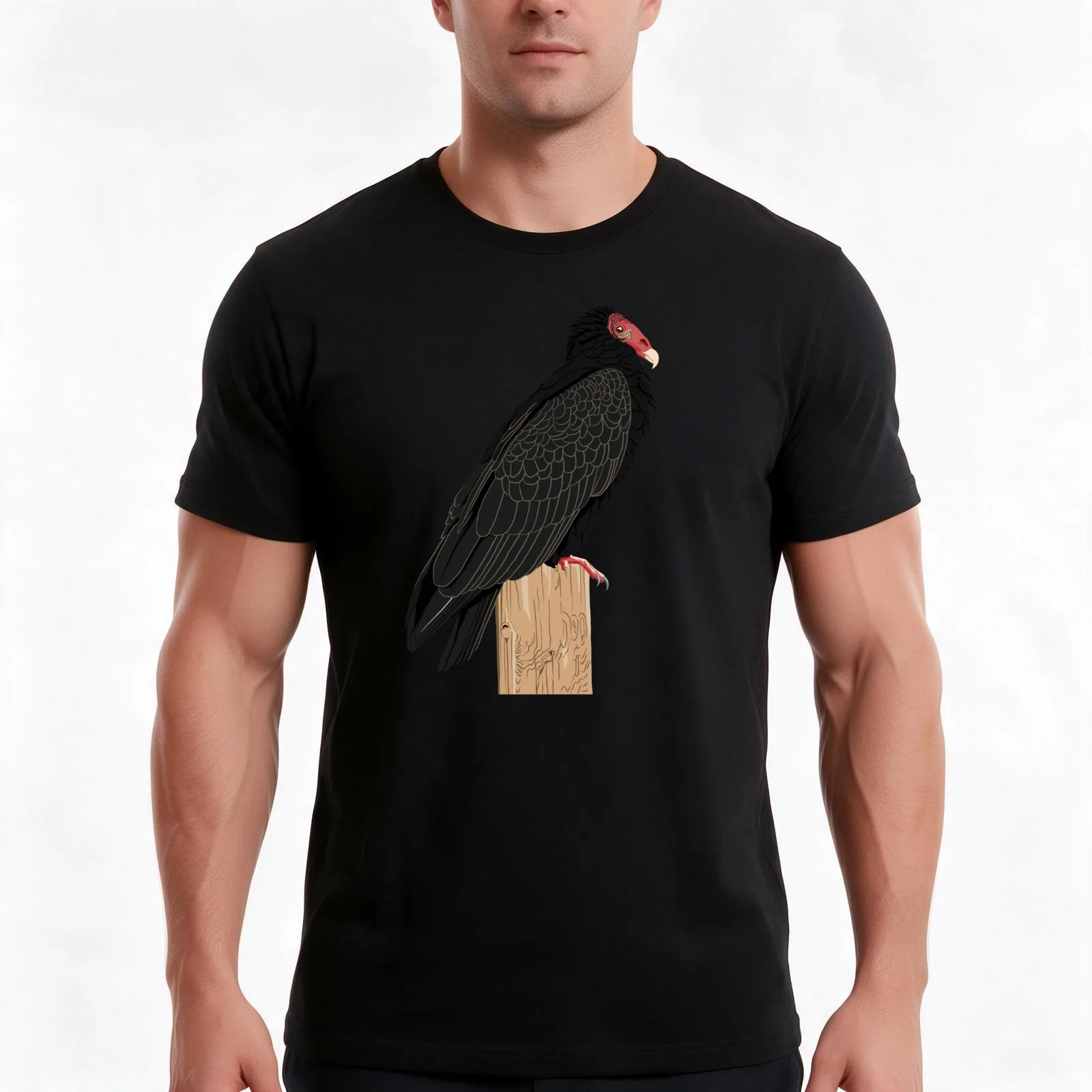 Turkey Vulture T-Shirt, Summer Casual Cotton Tee, Oversized Streetwear Tops, Vintage Graphic Print, Loose Fit Short Sleeve