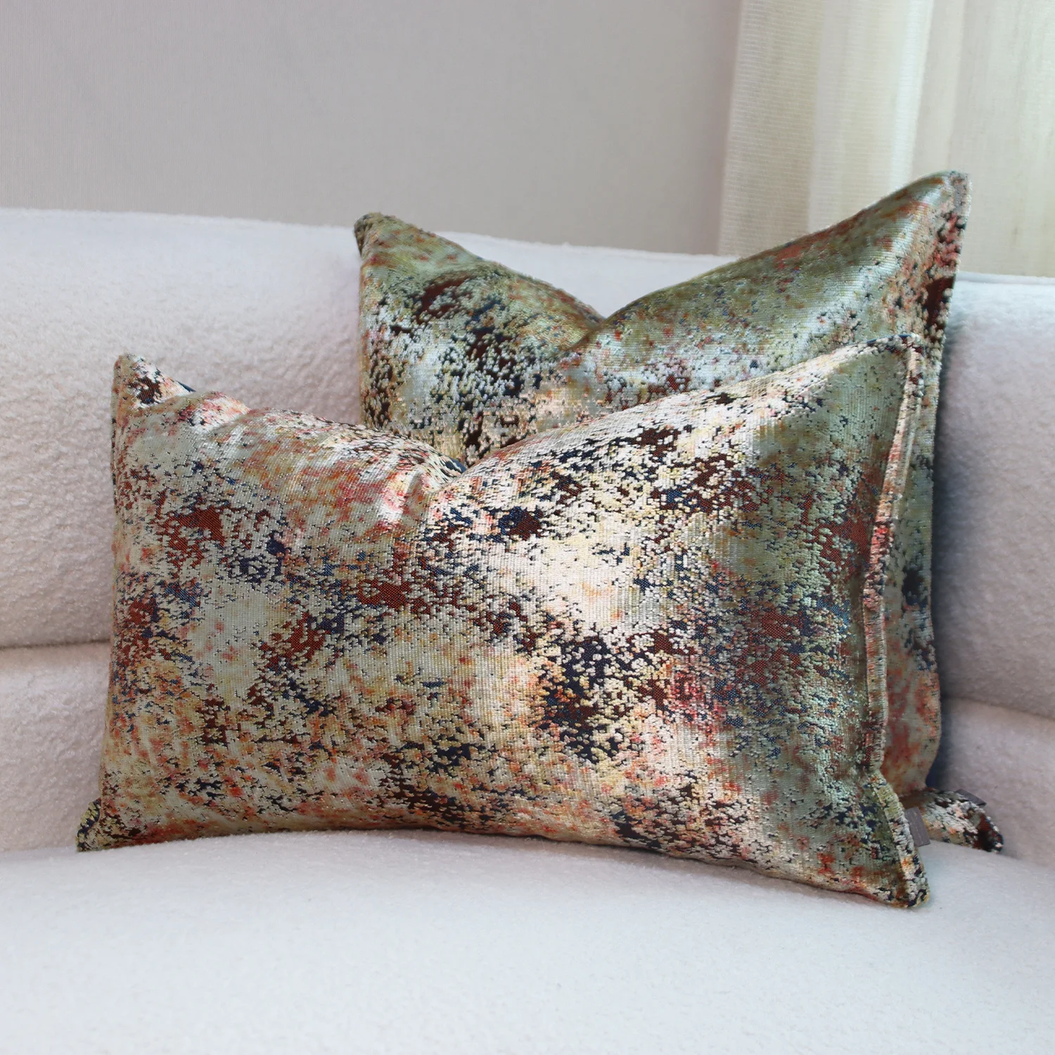 Ins Style Abstract Jacquard Square Pillow Cover Soft Velvet Cushion Case Decorative Throw Pillow Case For Office Living Room Sof