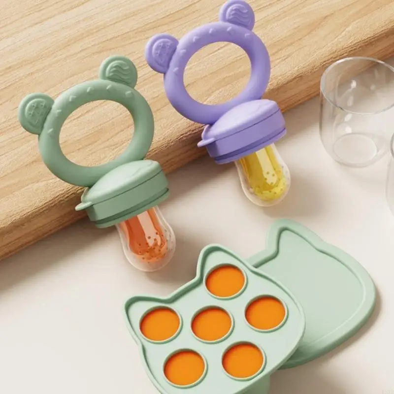 وحدة تغذية الفاكهة وحدة تغذية طعام الطفل للطفل التسنين الإغاثة قوالب الحليب ألعاب التسنين المغذية مع الفريزر صينية عاب L8RB #4