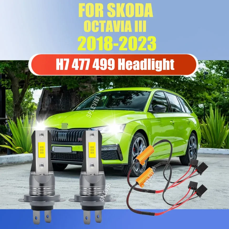 2Pcs H7 499 LED Headlight Conversion Kit - Complete Set with Decoders For SKODA OCTAVIA III 2018 2019 2020 2021 2022 2023