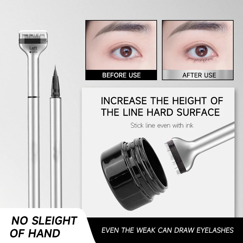 Waterproof Lower Eyelash Stamp Set Easy To Use Quick Dry Eye Liner Portable 0.01mm Tip Lower Lash Stamp With Ink