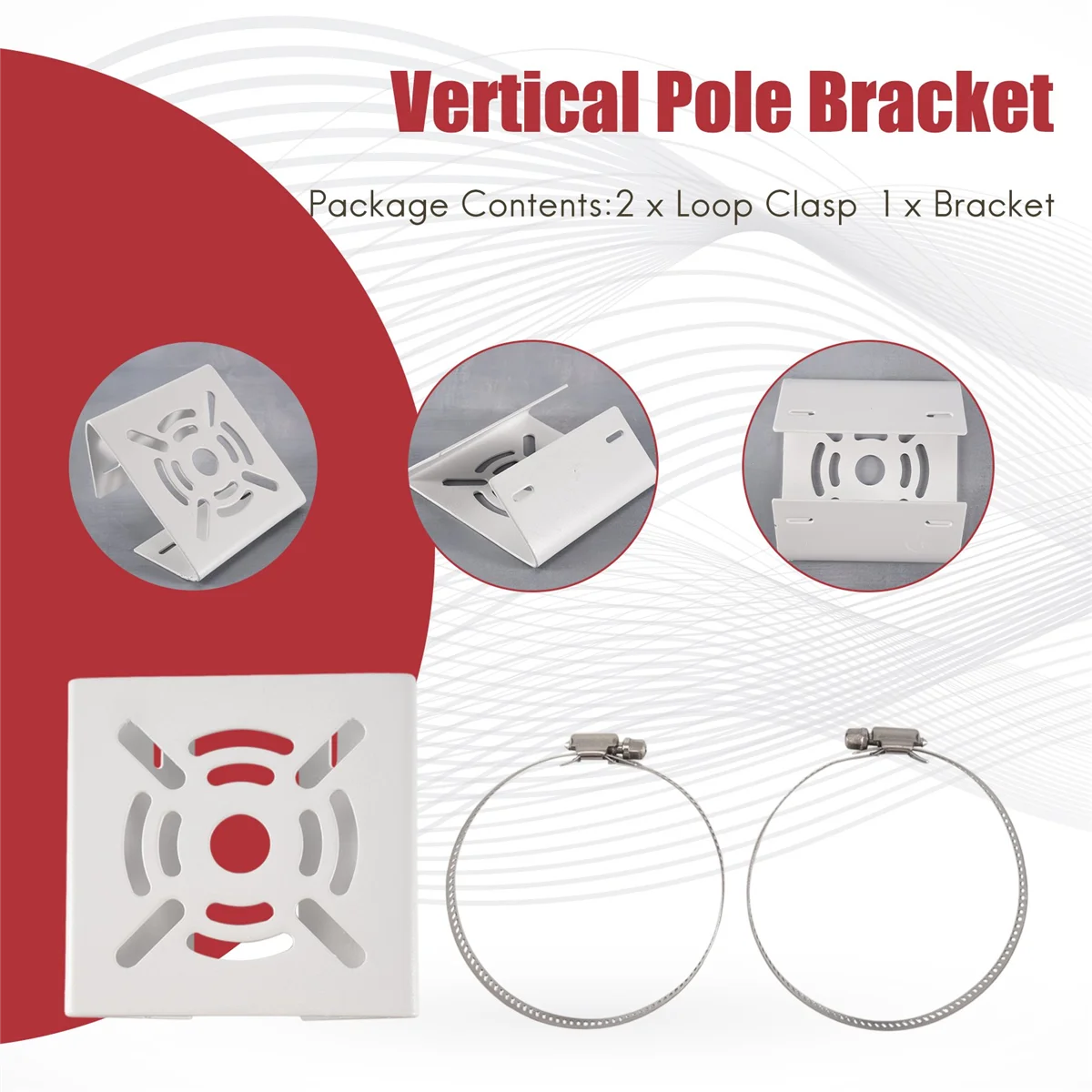 Universele verticale paalmontageadapter, met 2 lussen, lusbeugel voor wandmontage