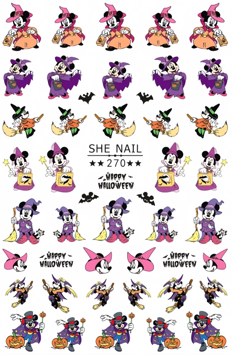 Autocollants pour Ongles à Motif de Dessin Animé Disney, Fournitures pour Nail Art à Faire Soi-Même, Décoration pour Halloween, 1 Pièce