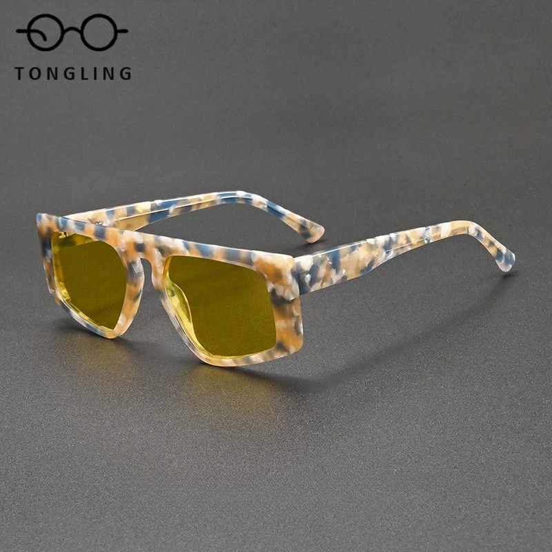 New High-Quality Men Handcrafted Premium Acetate Classic Women Personalized Fashion Retro Outdoor Cycling UV-Protective Sunglass