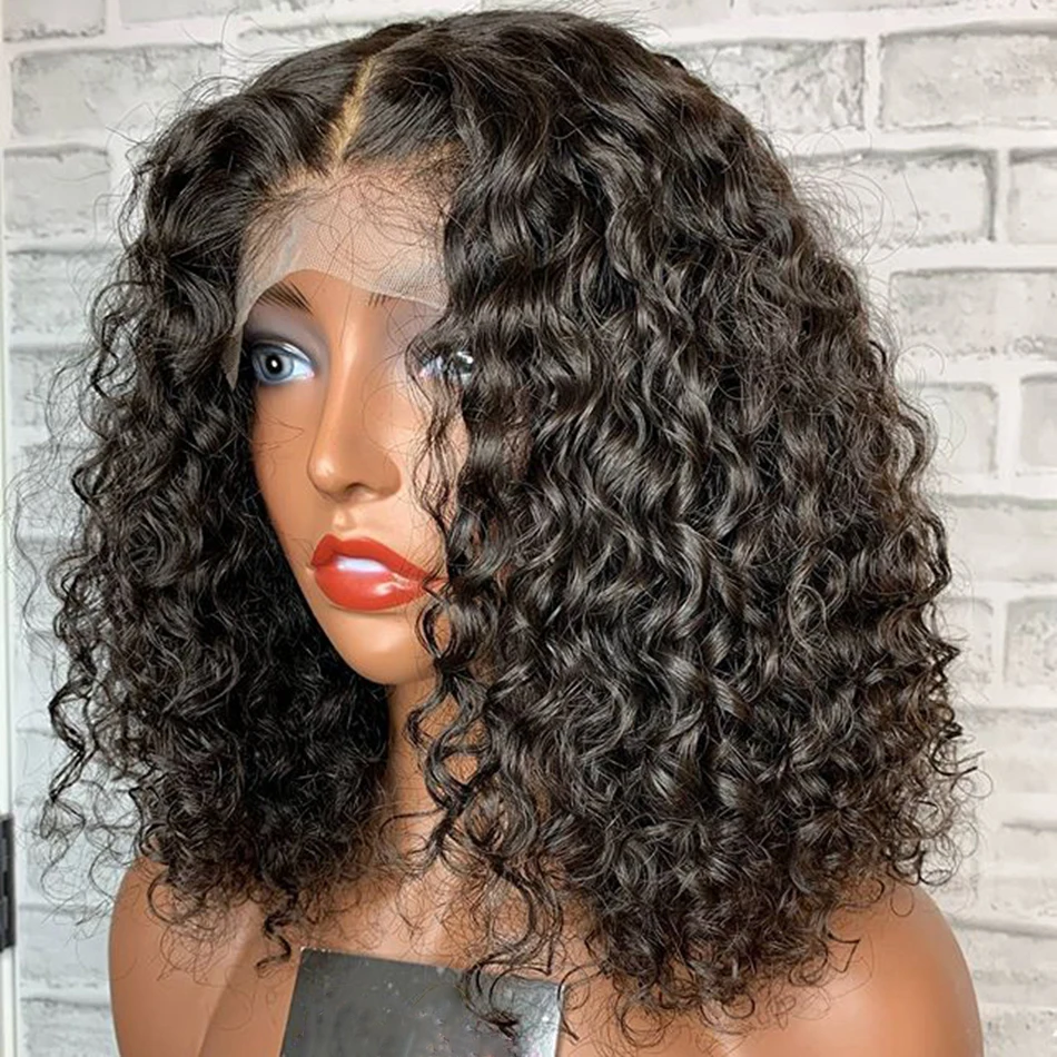 Curly Short Bob 150% 180% HD 13x4 Lace Frontal Human Hair Wigs Deep Water Wave Lace Frontal Wig Bob Short Deep Curly Pre Plucked