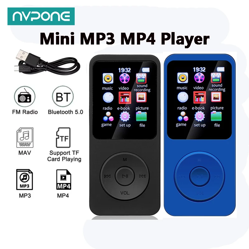 Mini Bluetooth MP3 Player 1.8 inch Color Screen MP4 MP3 Lossless Music Player Walkman E-book Sports Players for Win8/XP/VISTA