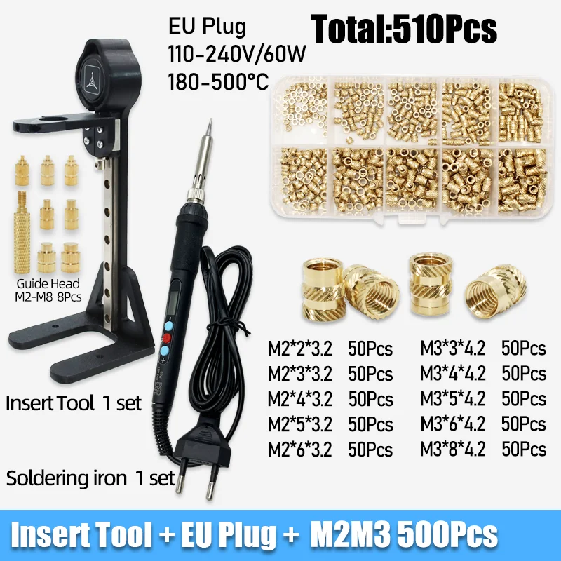 Wärme Set Einsatz 3d Druck Werkzeug Kunststoff M2 M3 M4 M5 M6 Gewinde Einsetzen Mutter Lötkolben Spitze Eingebettet Kupfer Hot Melt Muttern – Detail 12