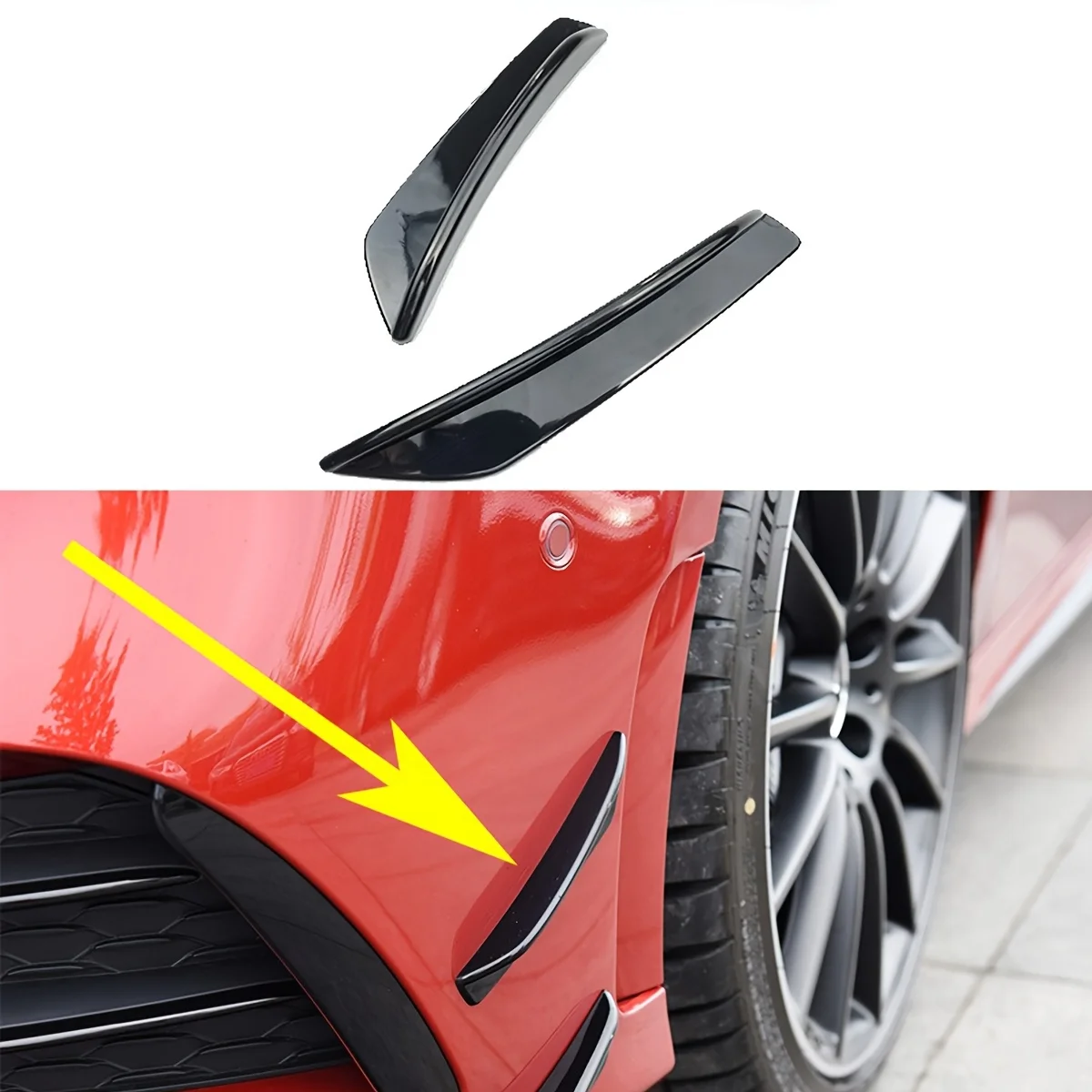 4PCS Car Front Bumper Air Knife Body Decoration Sticker Spoiler Noise Reduction Car Air Knife Front Lip Sticker Car universal FR
