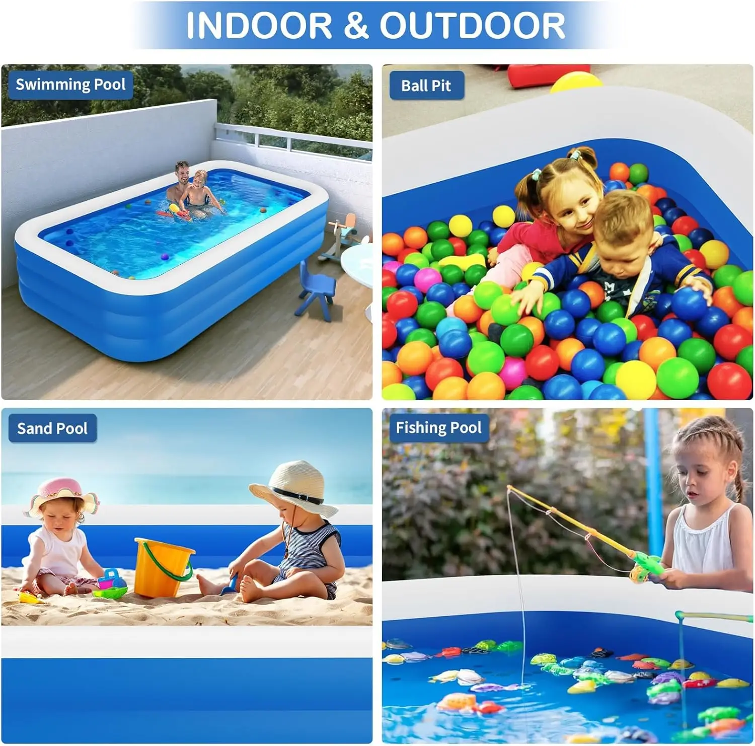 Piscina Kiddie Salón familiar inflable extra grande Centro de natación sobre el suelo Grande Perfecto para verano al aire libre.