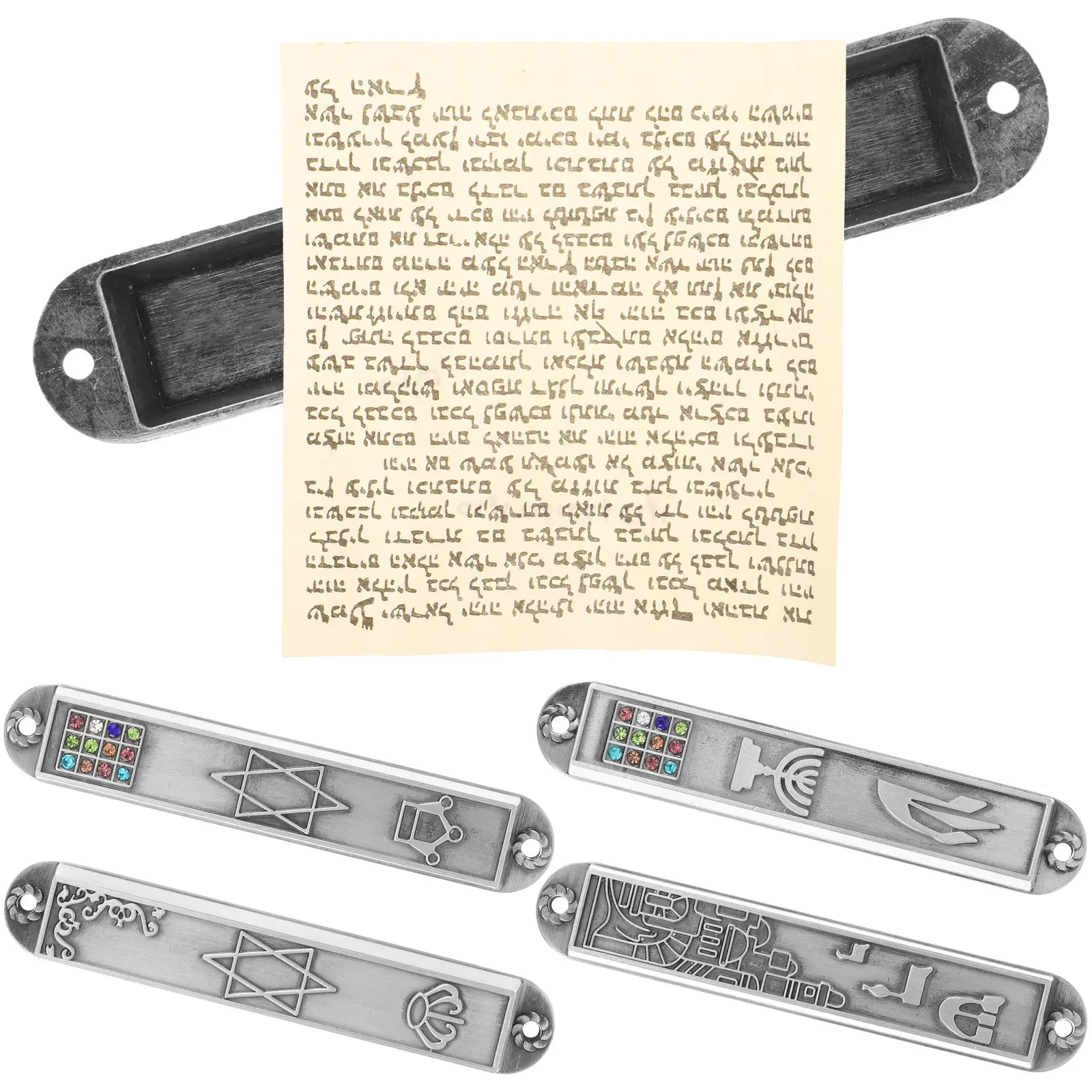 5 Pcs Metal Mezuzah Decor Door Decorative Retro Catholic Prayer