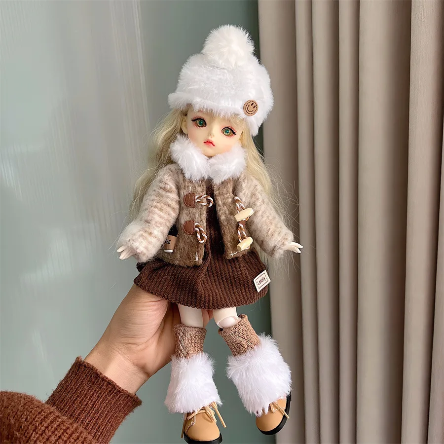 Nouveau hiver 1/6 BJD poupée bricolage habiller ensemble fantôme mère poupée 30cm poupée vêtements veste + robe + chapeau poupée vêtements accessoires