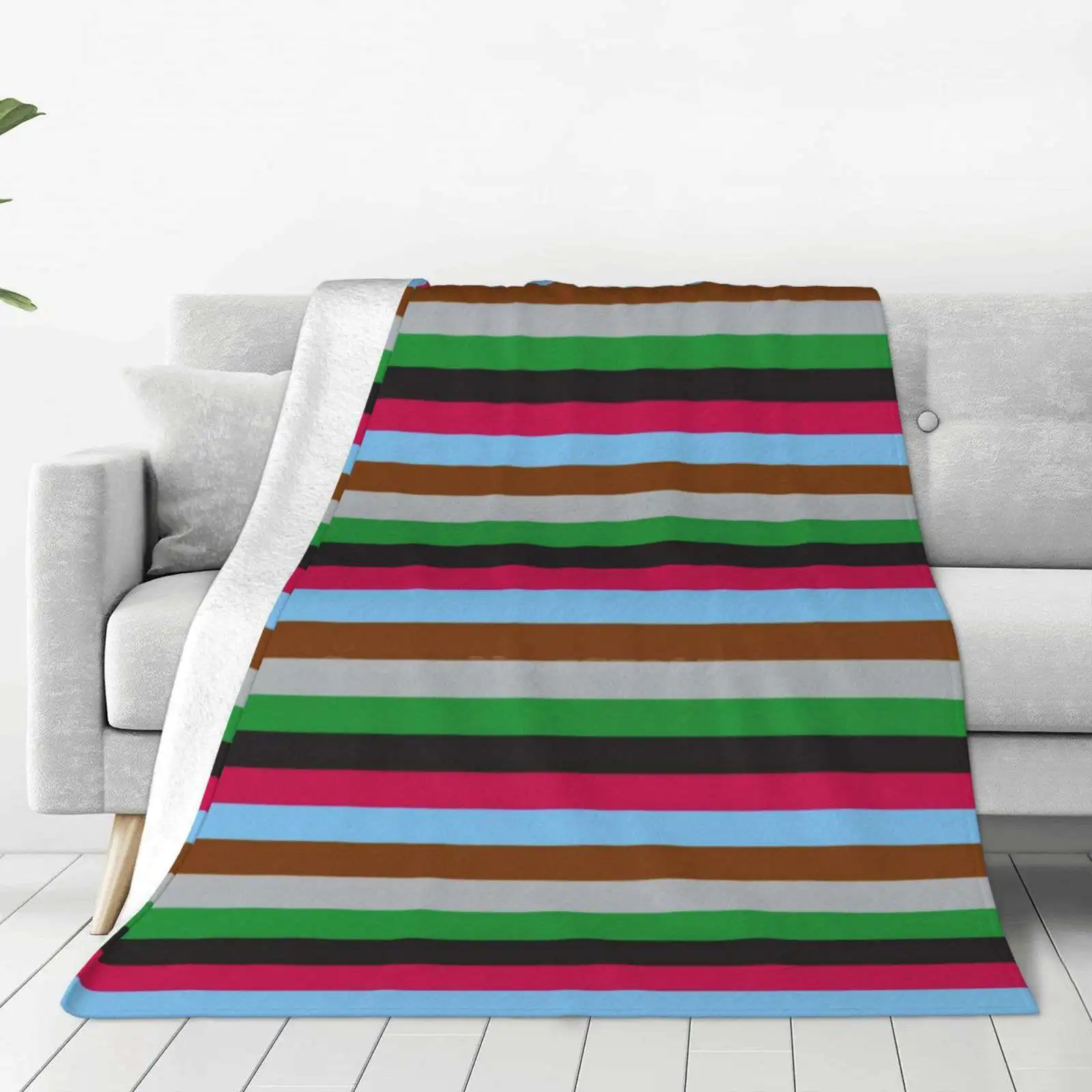 Rugby Striped New Selling Custom Print Flannel Soft Blanket Rugby Club Stoop Striped Lines Retro 70S 80S Lined Patterns