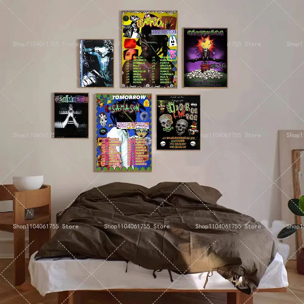 O-OsamaSon RAPPER Poster Self-adhesive Art Waterproof Paper Sticker Coffee House Bar Room Wall Decor