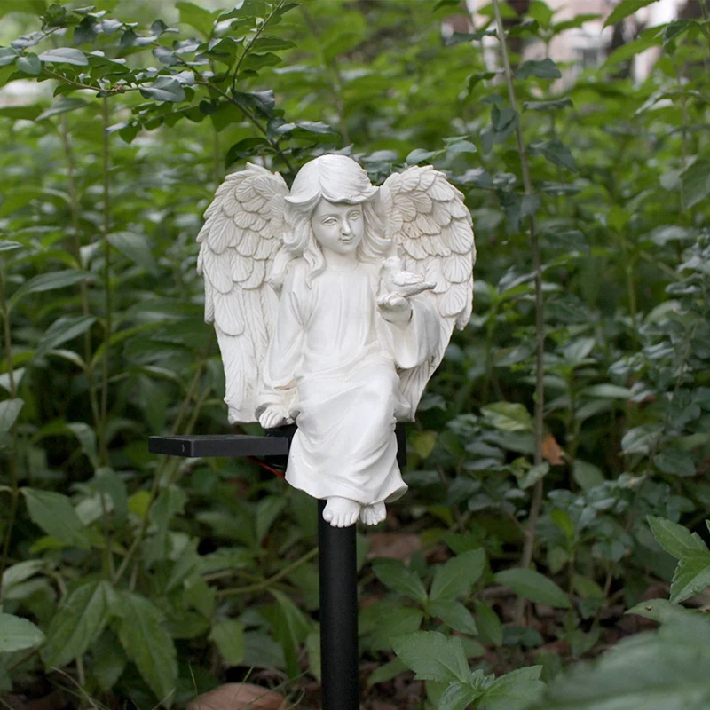 AB46-ángel estaca Solar Ángel decoración de jardín luz Solar exterior impermeable lámpara de paisaje decoración de césped para el hogar