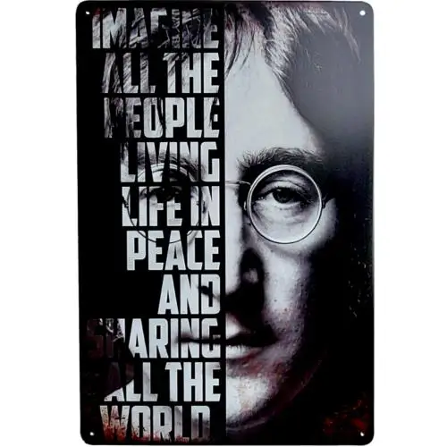 1pcs Vintage John Lennon Imagine Metal Sign Rock & Roll Retro Tin Sign Decor 12x8