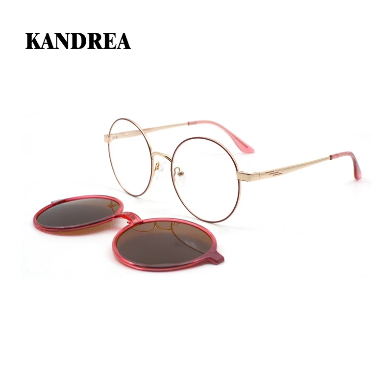 Kandrea 2 In 1 Legering Ronde Magnetische Gepolariseerde Zonnebril Vrouwen Optische Bijziendheid Mode Bril Mannen Bril Op Sterkte D6105