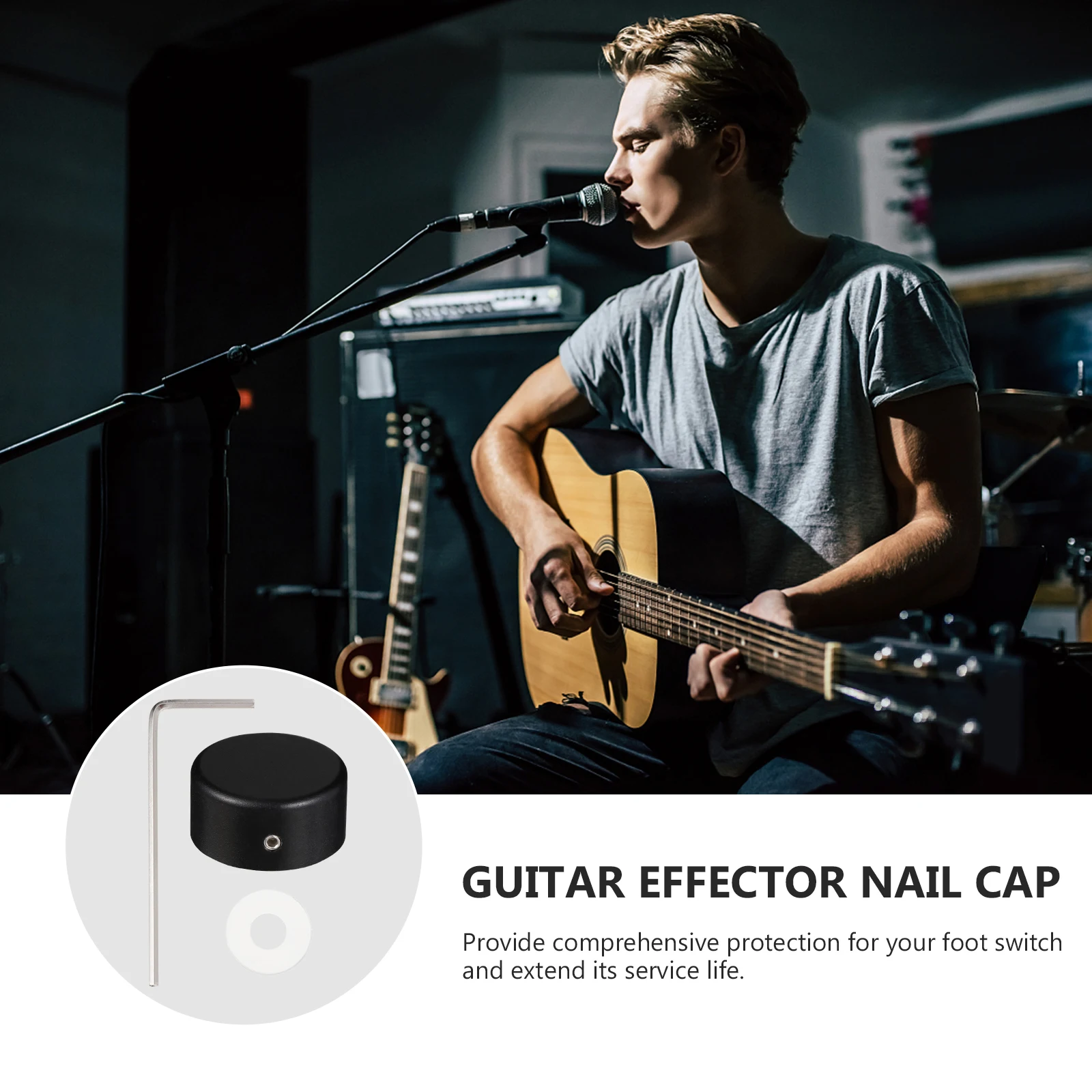 

Button Electric Guitar Effector Footswitch Caps Screwdriver Toppers Black Pedal
