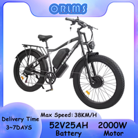 ORLMS MX500 Full Suspension Electric Bike 2000W Dual Motor 52V25A Lithium Battery E-Bike 26 inch Tire Mountain Electric Bicycle